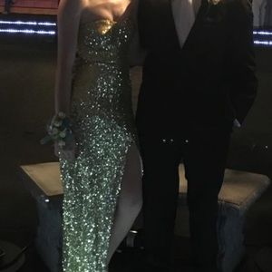Gold sequence prom dress!